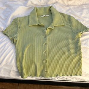 Reformation Jeans cropped button up tee shirt